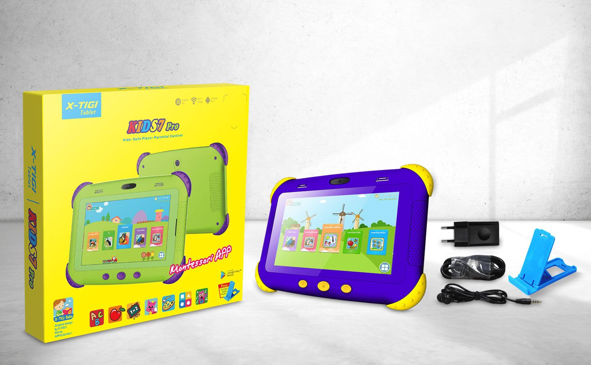 Tablette éducative model A73 7 pouces X-TIGI KIDS pour enfant 32Go/1Go Ram  avec 1 an de Garantie - Bon Comptoir